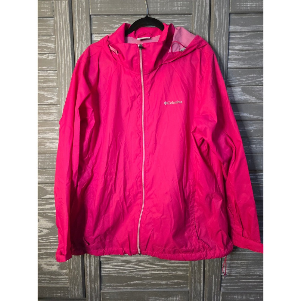 Columbia Switchback III Pink Rain Jacket Windbreaker Hooded Womens 2X